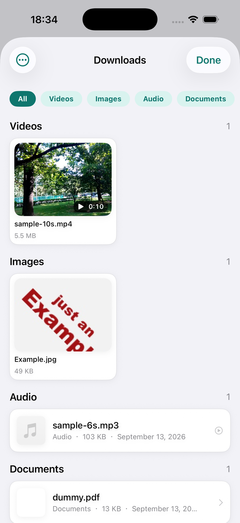 Downloads with thumbnails