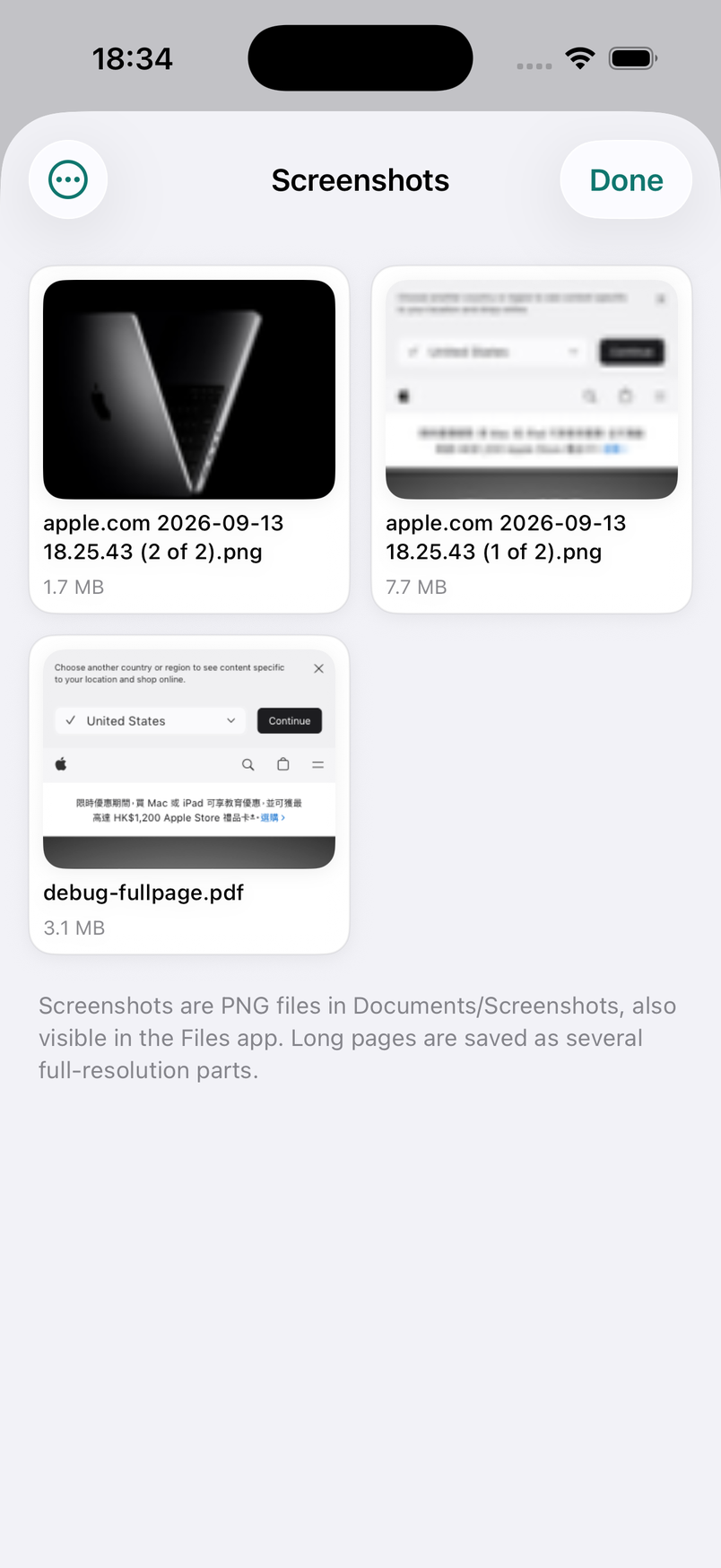 Screenshots library